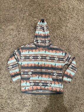 Rock & Roll Cowgirl Southwestern Crewneck Hoodie in Terracotta, Teal & Charcoal